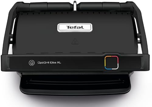 Tefal OptiGrill Elite XL GC760812 | Barbacoa de Contacto Eléctrica, 16 Programas, Pantalla Digital, Placas XL Desmontables, Negro