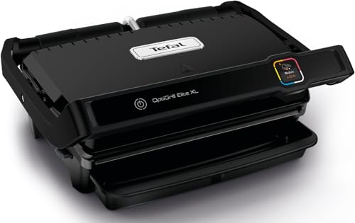Tefal OptiGrill Elite XL GC760812 | Barbacoa de Contacto Eléctrica, 16 Programas, Pantalla Digital, Placas XL Desmontables, Negro