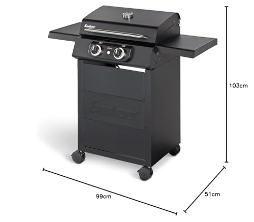 Enders Parrilla eléctrica eCRAVE, con parrilla de hierro fundido, carro de parrilla con mucho espacio de almacenamiento, 2 potentes elementos