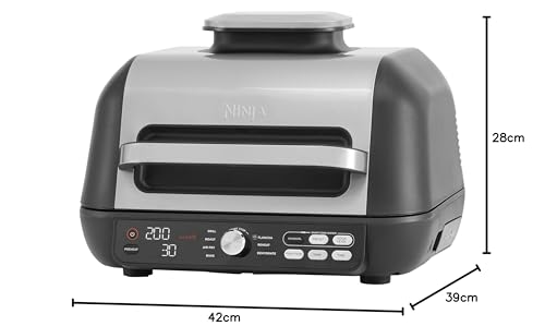 Ninja Foodi MAX PRO AG651EU | Parrilla, Plancha y Freidora de Aire 3,8 L, 7 en 1, Piezas Aptas para Lavavajillas, Plata/Negro