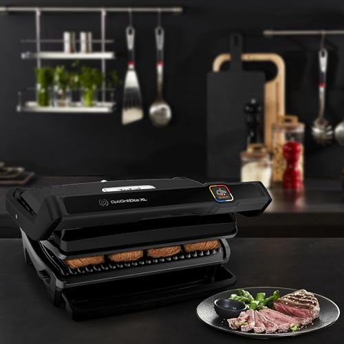 Tefal OptiGrill Elite XL GC760812 | Barbacoa de Contacto Eléctrica, 16 Programas, Pantalla Digital, Placas XL Desmontables, Negro