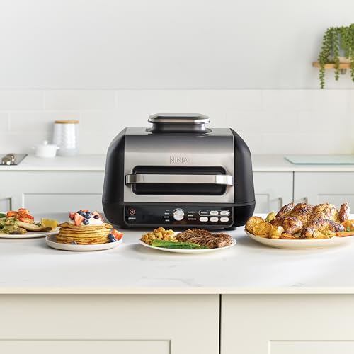 Ninja Foodi MAX PRO AG651EU | Parrilla, Plancha y Freidora de Aire 3,8 L, 7 en 1, Piezas Aptas para Lavavajillas, Plata/Negro