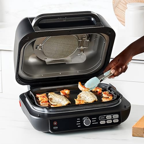 Ninja Foodi MAX PRO AG651EU | Parrilla, Plancha y Freidora de Aire 3,8 L, 7 en 1, Piezas Aptas para Lavavajillas, Plata/Negro