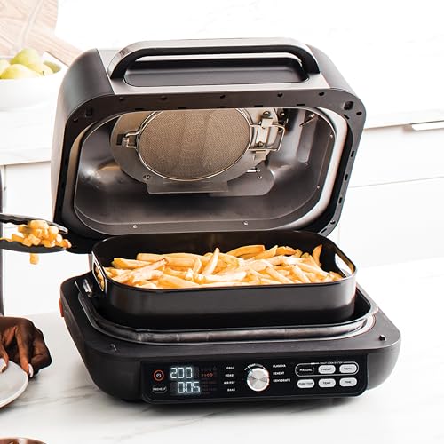 Ninja Foodi MAX PRO AG651EU | Parrilla, Plancha y Freidora de Aire 3,8 L, 7 en 1, Piezas Aptas para Lavavajillas, Plata/Negro