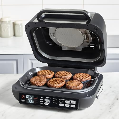 Ninja Foodi MAX PRO AG651EU | Parrilla, Plancha y Freidora de Aire 3,8 L, 7 en 1, Piezas Aptas para Lavavajillas, Plata/Negro