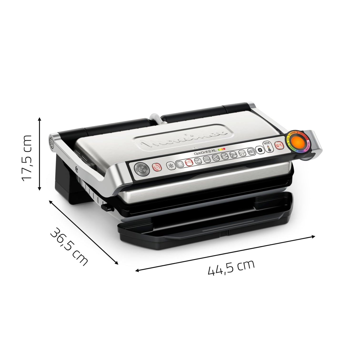 Moulinex Optigrill+ XL GI722D | Parrilla Eléctrica Interior, 9 Programas, Indicador de Cocción, Placas Antiadherentes, Carne, Pescado, Verduras