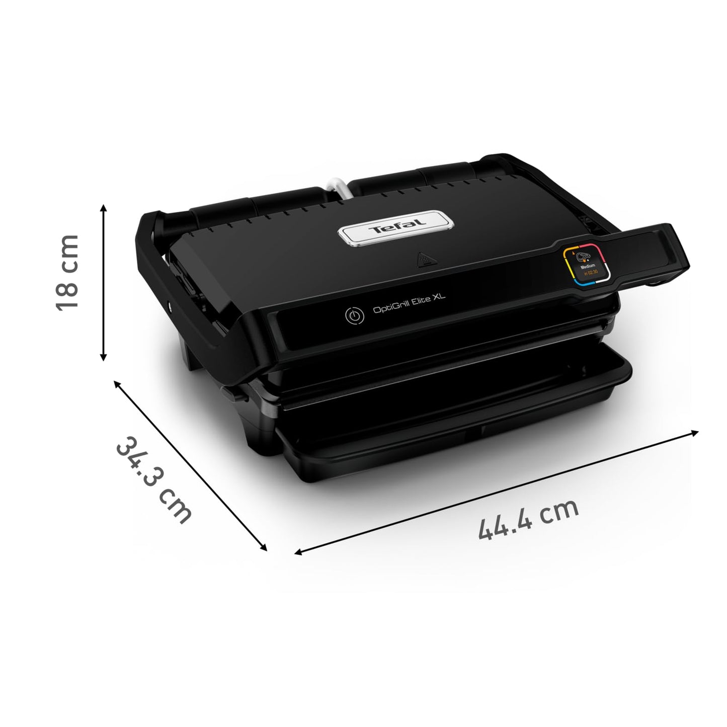 Tefal OptiGrill Elite XL GC760812 | Barbacoa de Contacto Eléctrica, 16 Programas, Pantalla Digital, Placas XL Desmontables, Negro