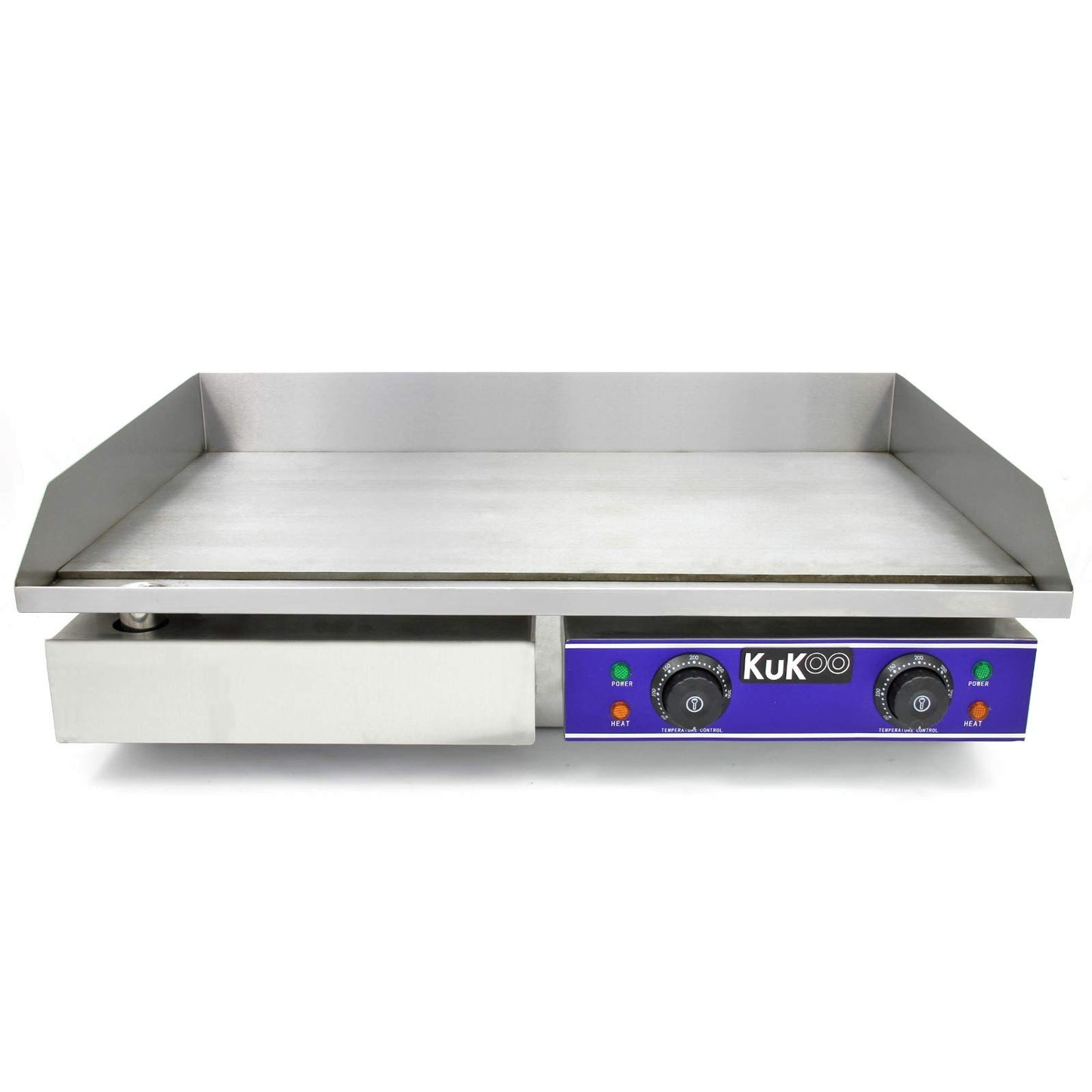 Plancha Eléctrica Antiadherente 70 cm | Acero Inoxidable, Parrilla BBQ, Termostato Ajustable, Protector Salpicaduras y Cajón Drenaje de Grasa