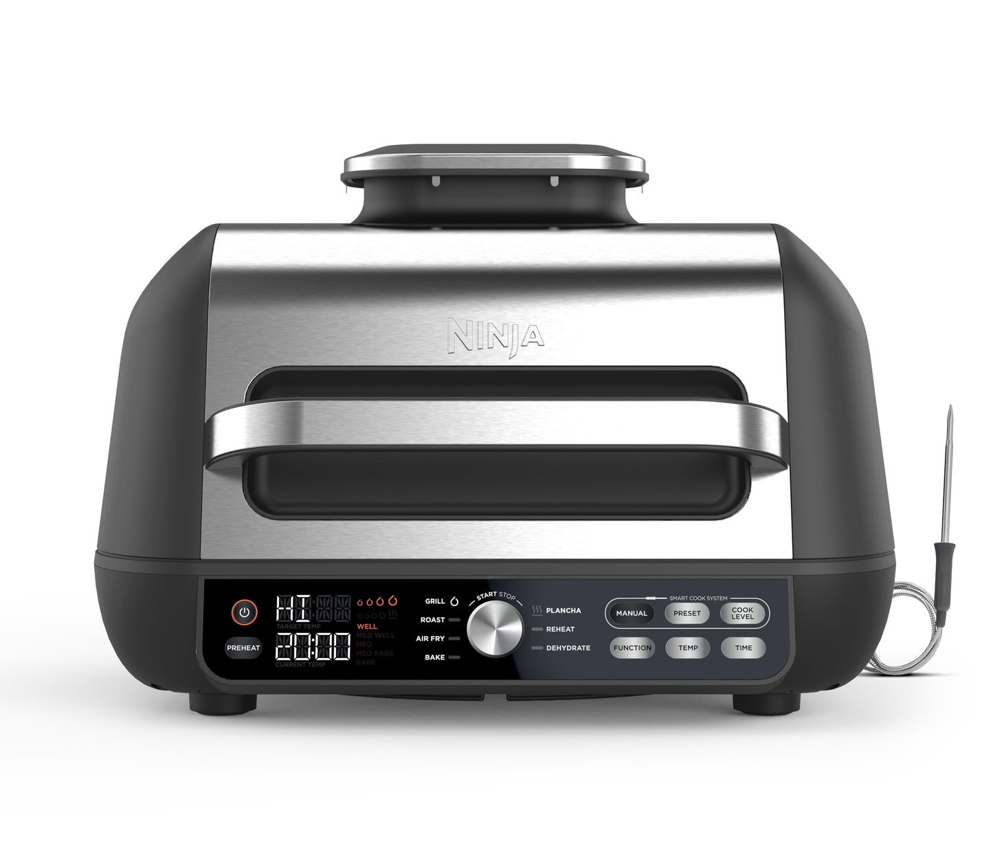 Ninja Foodi MAX PRO AG651EU | Parrilla, Plancha y Freidora de Aire 3,8 L, 7 en 1, Piezas Aptas para Lavavajillas, Plata/Negro