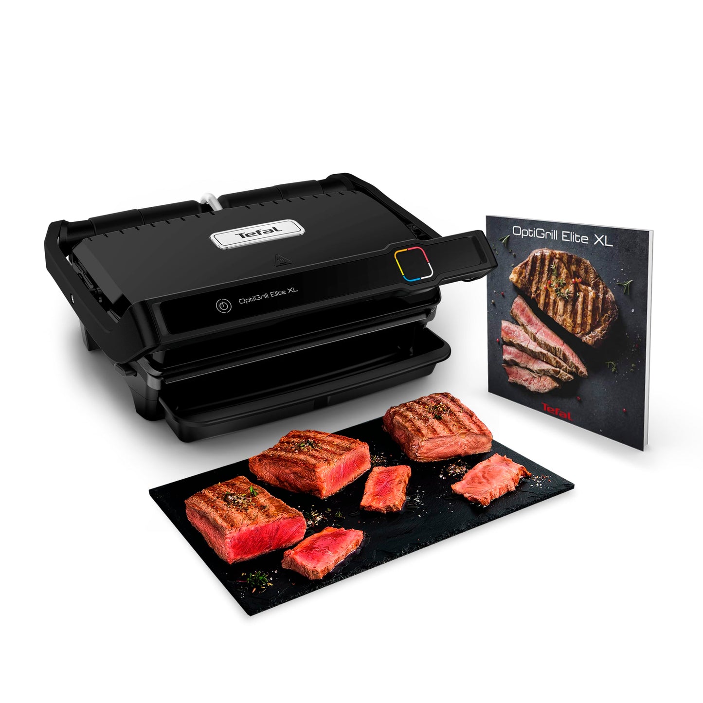 Tefal OptiGrill Elite XL GC760812 | Barbacoa de Contacto Eléctrica, 16 Programas, Pantalla Digital, Placas XL Desmontables, Negro