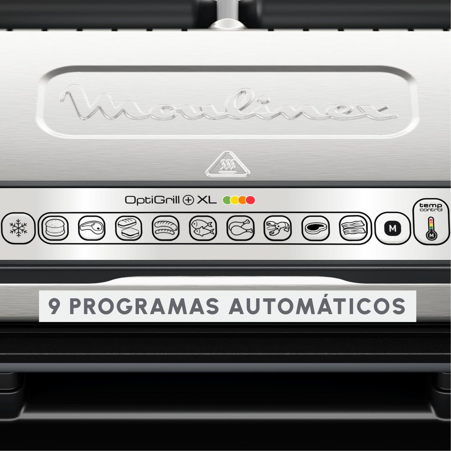 Moulinex Optigrill+ XL GI722D | Parrilla Eléctrica Interior, 9 Programas, Indicador de Cocción, Placas Antiadherentes, Carne, Pescado, Verduras