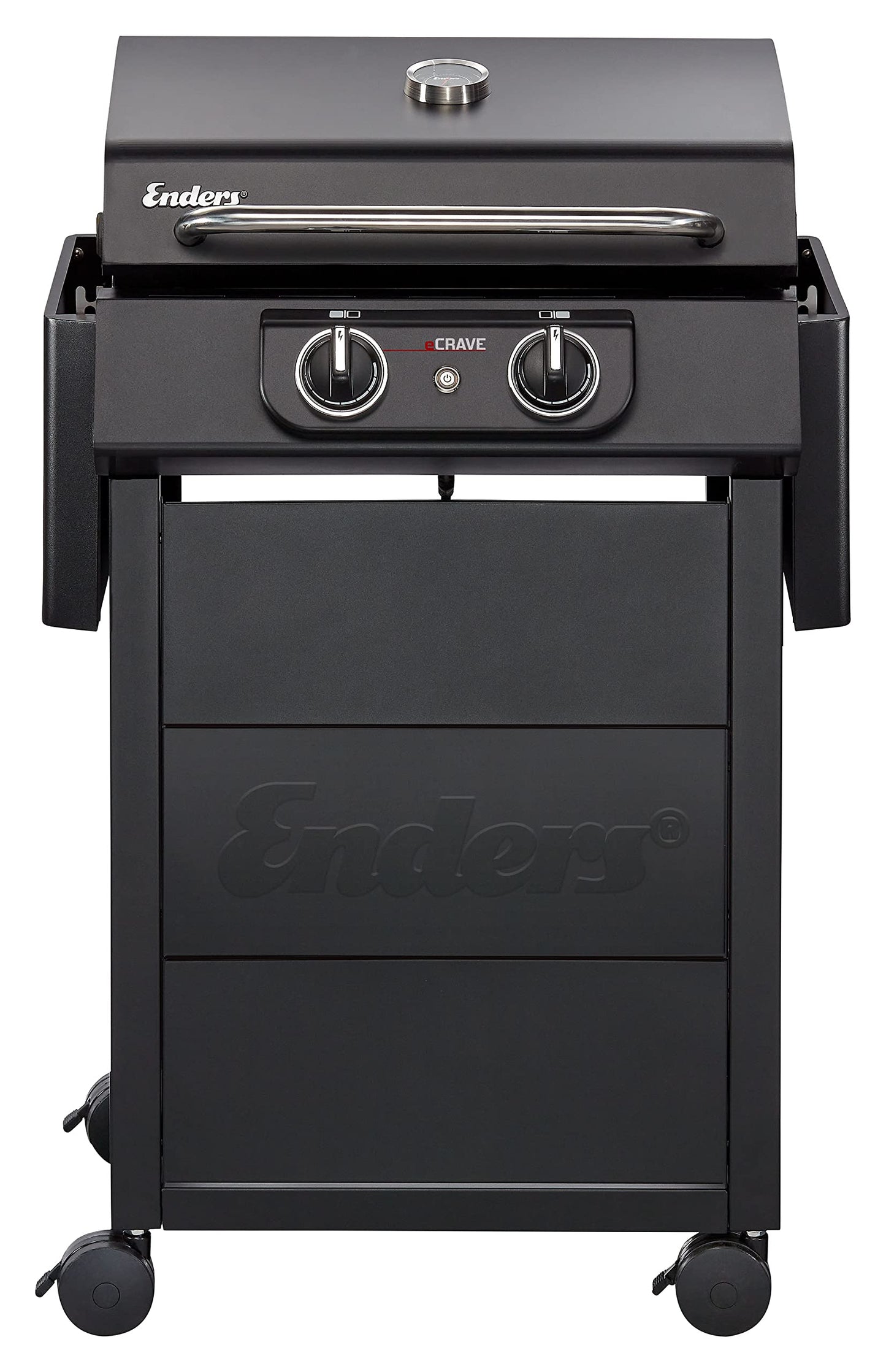 Enders Parrilla eléctrica eCRAVE, con parrilla de hierro fundido, carro de parrilla con mucho espacio de almacenamiento, 2 potentes elementos