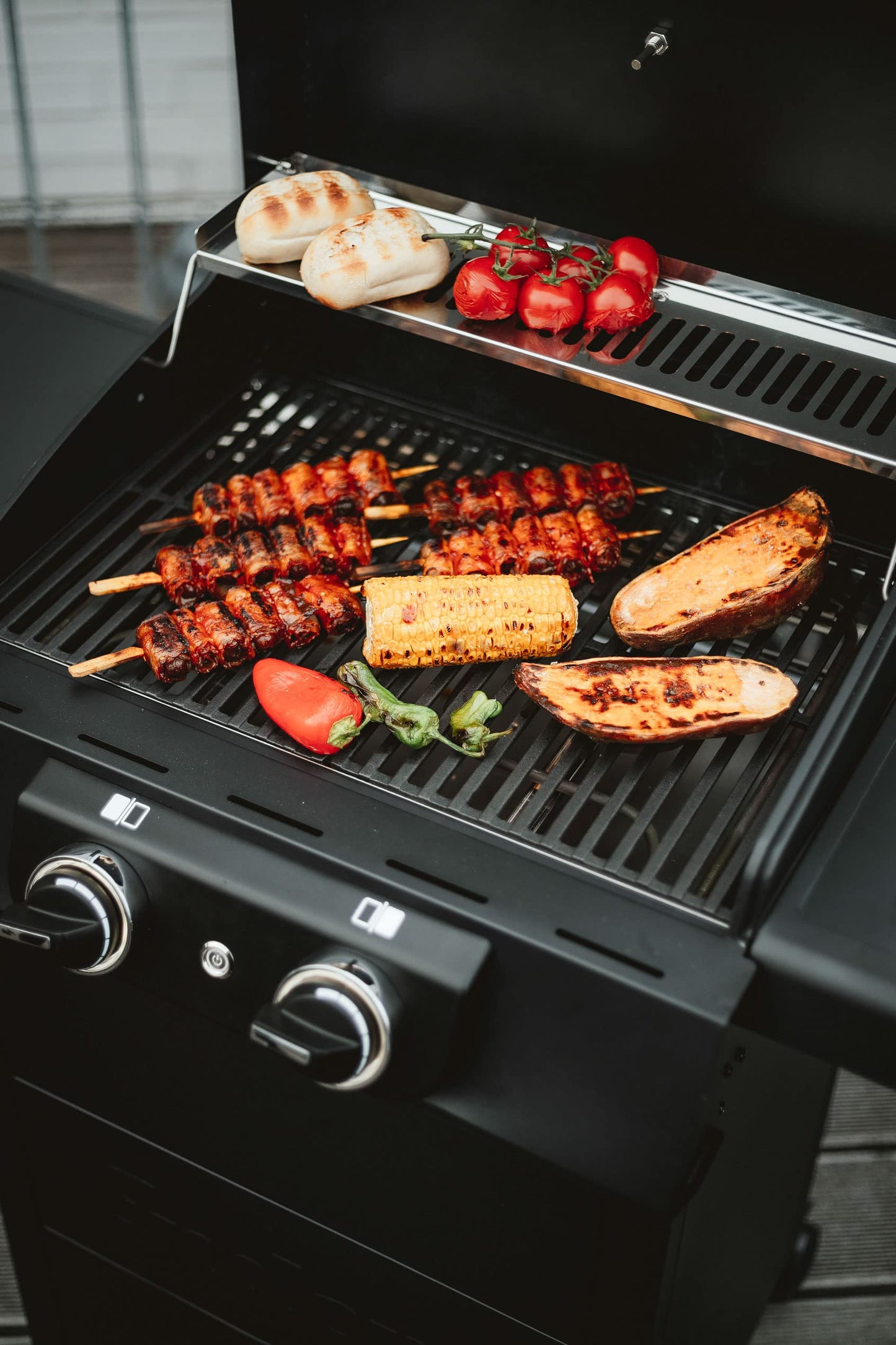 Enders Parrilla eléctrica eCRAVE, con parrilla de hierro fundido, carro de parrilla con mucho espacio de almacenamiento, 2 potentes elementos