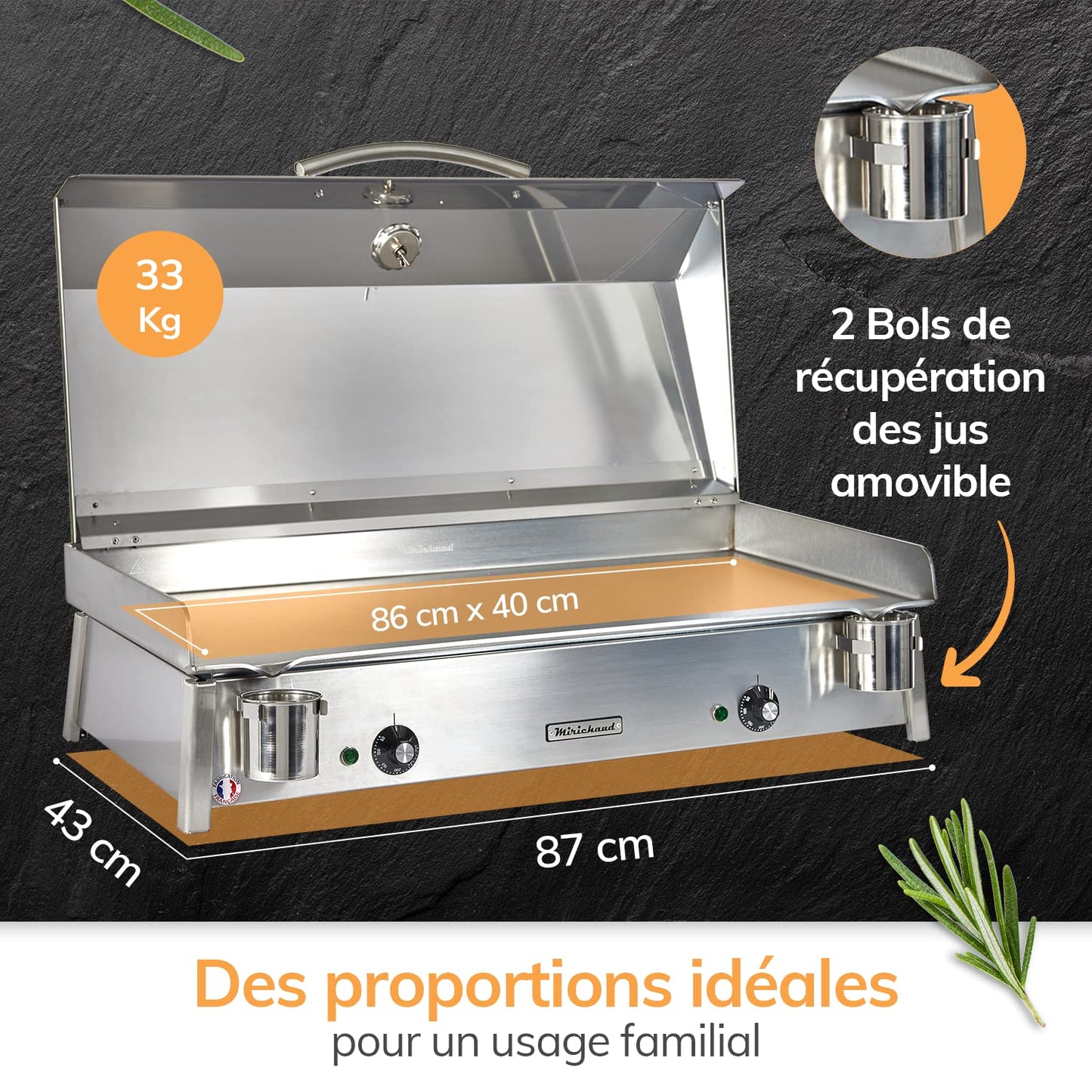 PLANCHAELEC, plancha eléctrica de acero inoxidable ANTHEA E870