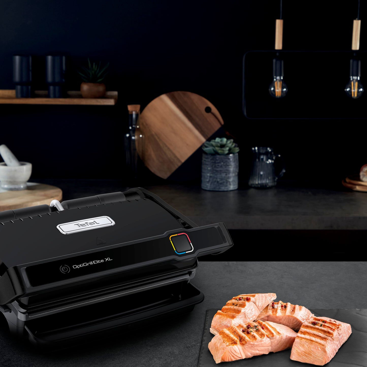 Tefal OptiGrill Elite XL GC760812 | Barbacoa de Contacto Eléctrica, 16 Programas, Pantalla Digital, Placas XL Desmontables, Negro
