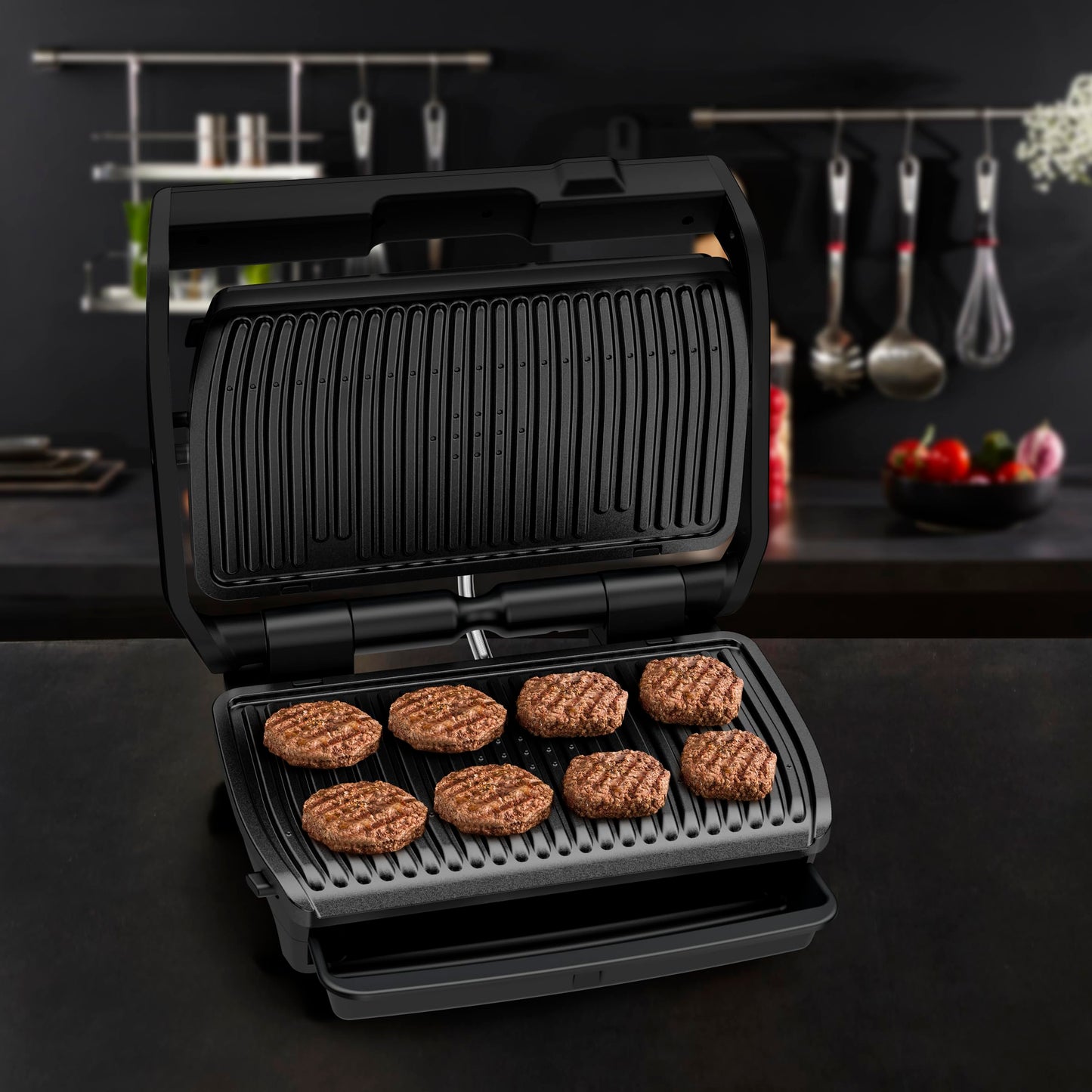 Tefal OptiGrill Elite XL GC760812 | Barbacoa de Contacto Eléctrica, 16 Programas, Pantalla Digital, Placas XL Desmontables, Negro