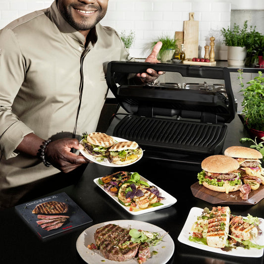Tefal OptiGrill Elite XL GC760812 | Barbacoa de Contacto Eléctrica, 16 Programas, Pantalla Digital, Placas XL Desmontables, Negro