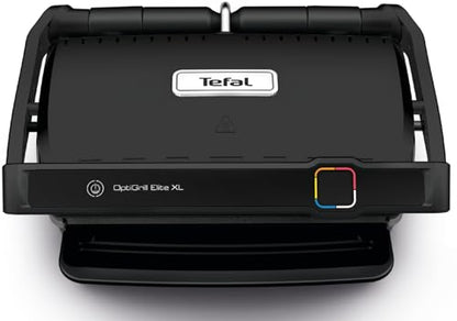 Tefal OptiGrill Elite XL GC760812 | Barbacoa de Contacto Eléctrica, 16 Programas, Pantalla Digital, Placas XL Desmontables, Negro