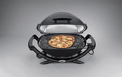 Weber Q2400 | Barbacoa Eléctrica Portátil con Soporte y Mesas Laterales, Parrilla Hierro Fundido, Tapa y Cuba de Aluminio, Área 54x39 cm, Gris Oscuro
