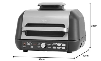 Ninja Foodi MAX PRO AG651EU | Parrilla, Plancha y Freidora de Aire 3,8 L, 7 en 1, Piezas Aptas para Lavavajillas, Plata/Negro