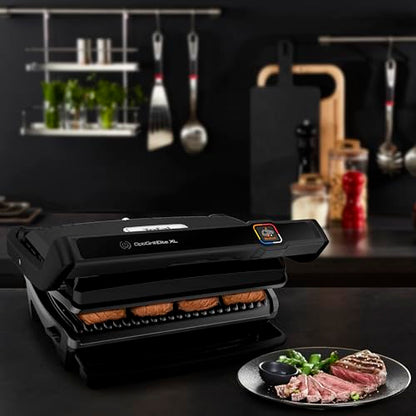 Tefal OptiGrill Elite XL GC760812 | Barbacoa de Contacto Eléctrica, 16 Programas, Pantalla Digital, Placas XL Desmontables, Negro