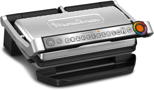 Moulinex Optigrill+ XL GI722D | Parrilla Eléctrica Interior, 9 Programas, Indicador de Cocción, Placas Antiadherentes, Carne, Pescado, Verduras