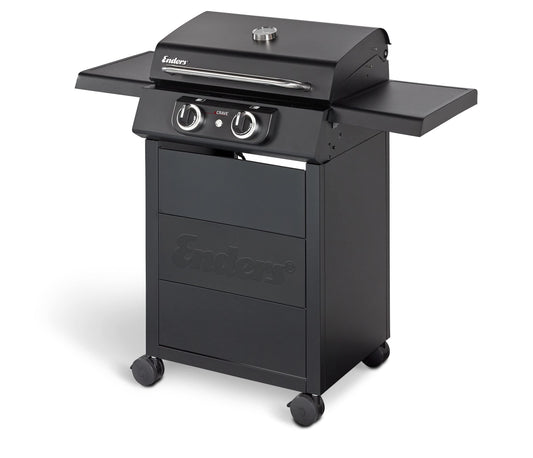 Enders Parrilla eléctrica eCRAVE, con parrilla de hierro fundido, carro de parrilla con mucho espacio de almacenamiento, 2 potentes elementos