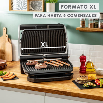 Moulinex Optigrill+ XL GI722D | Parrilla Eléctrica Interior, 9 Programas, Indicador de Cocción, Placas Antiadherentes, Carne, Pescado, Verduras