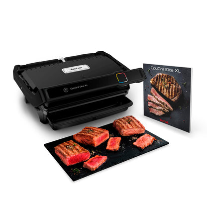 Tefal OptiGrill Elite XL GC760812 | Barbacoa de Contacto Eléctrica, 16 Programas, Pantalla Digital, Placas XL Desmontables, Negro