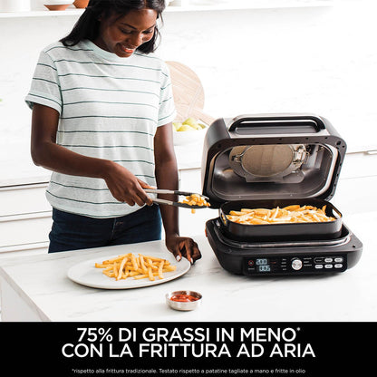 Ninja Foodi MAX PRO AG651EU | Parrilla, Plancha y Freidora de Aire 3,8 L, 7 en 1, Piezas Aptas para Lavavajillas, Plata/Negro