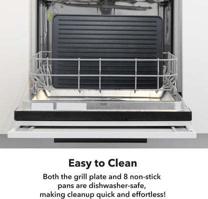 HBN Parrilla Eléctrica Raclette 2 en 1 | 8 Bandejas, Plancha Coreana Antiadherente, Control de Temperatura Ajustable, 1300 W, Ideal Reuniones