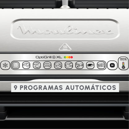 Moulinex Optigrill+ XL GI722D | Parrilla Eléctrica Interior, 9 Programas, Indicador de Cocción, Placas Antiadherentes, Carne, Pescado, Verduras
