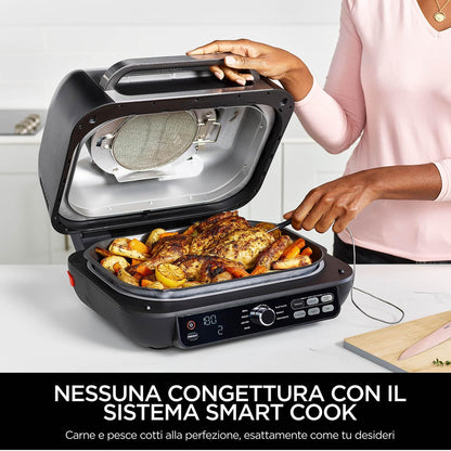 Ninja Foodi MAX PRO AG651EU | Parrilla, Plancha y Freidora de Aire 3,8 L, 7 en 1, Piezas Aptas para Lavavajillas, Plata/Negro