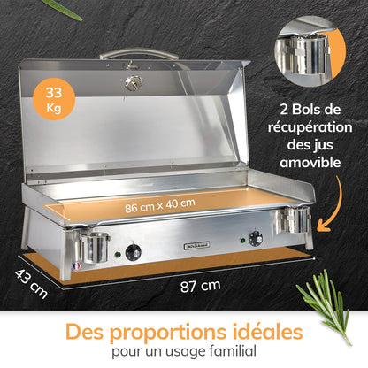 PLANCHAELEC, plancha eléctrica de acero inoxidable ANTHEA E870